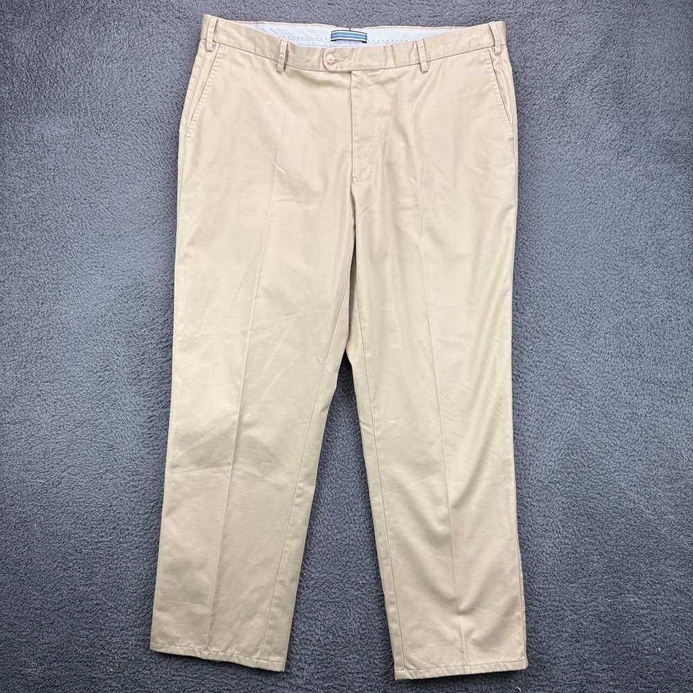 Peter Millar Mens Khaki Tan Flat Front Chino Pants 40 MCOB84 Made in Peru